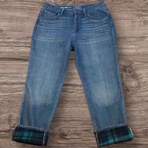 Eddie Bauer Flannel Lined Boyfriend Relaxed Leg Jeans, Size 16